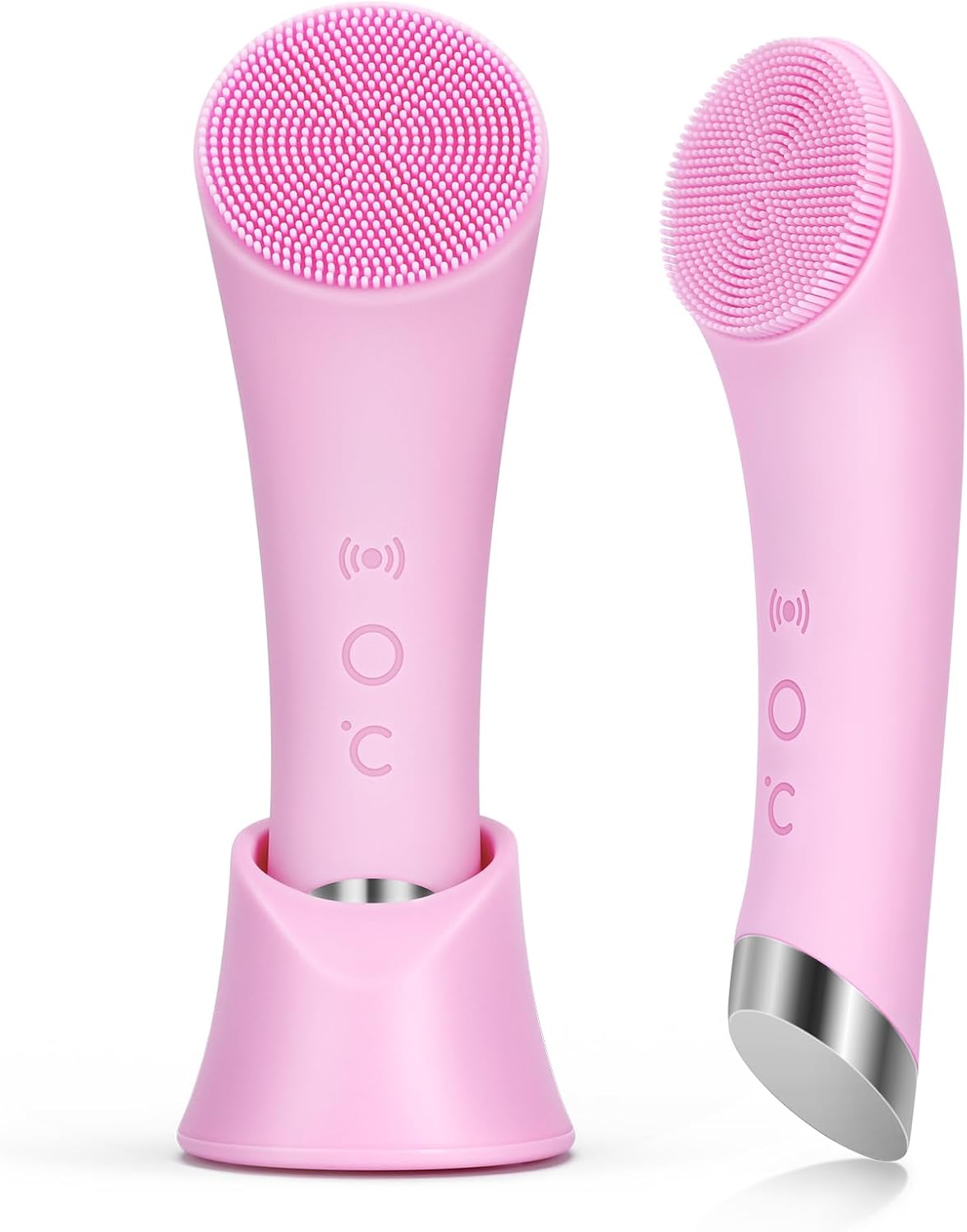 Revitalize Your Skin with the Rechargeable Silicone Facial Cleansing Brush - Deep Clean & Heat Massage for All Skin Types (Pink)