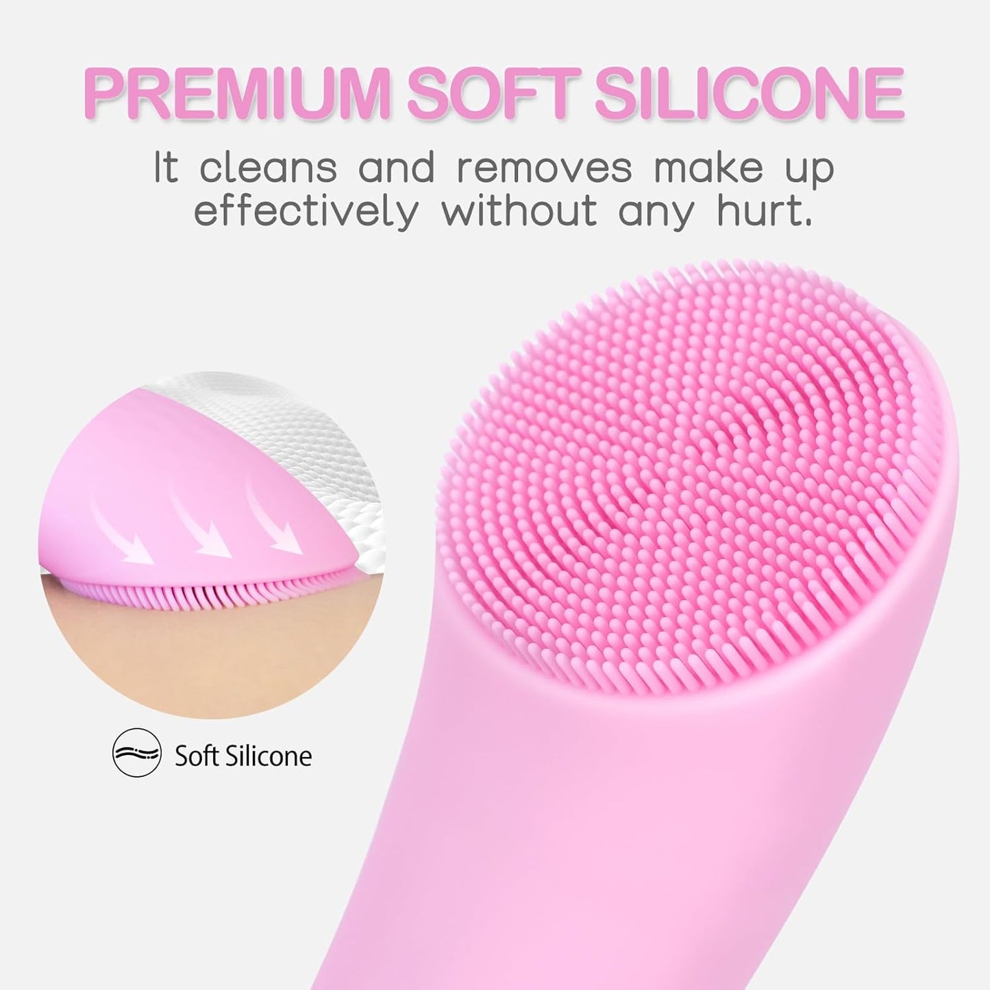 Revitalize Your Skin with the Rechargeable Silicone Facial Cleansing Brush - Deep Clean & Heat Massage for All Skin Types (Pink)