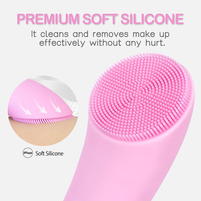 Revitalize Your Skin with the Rechargeable Silicone Facial Cleansing Brush - Deep Clean & Heat Massage for All Skin Types (Pink)