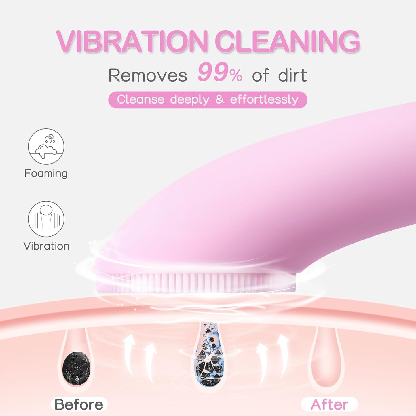 Revitalize Your Skin with the Rechargeable Silicone Facial Cleansing Brush - Deep Clean & Heat Massage for All Skin Types (Pink)